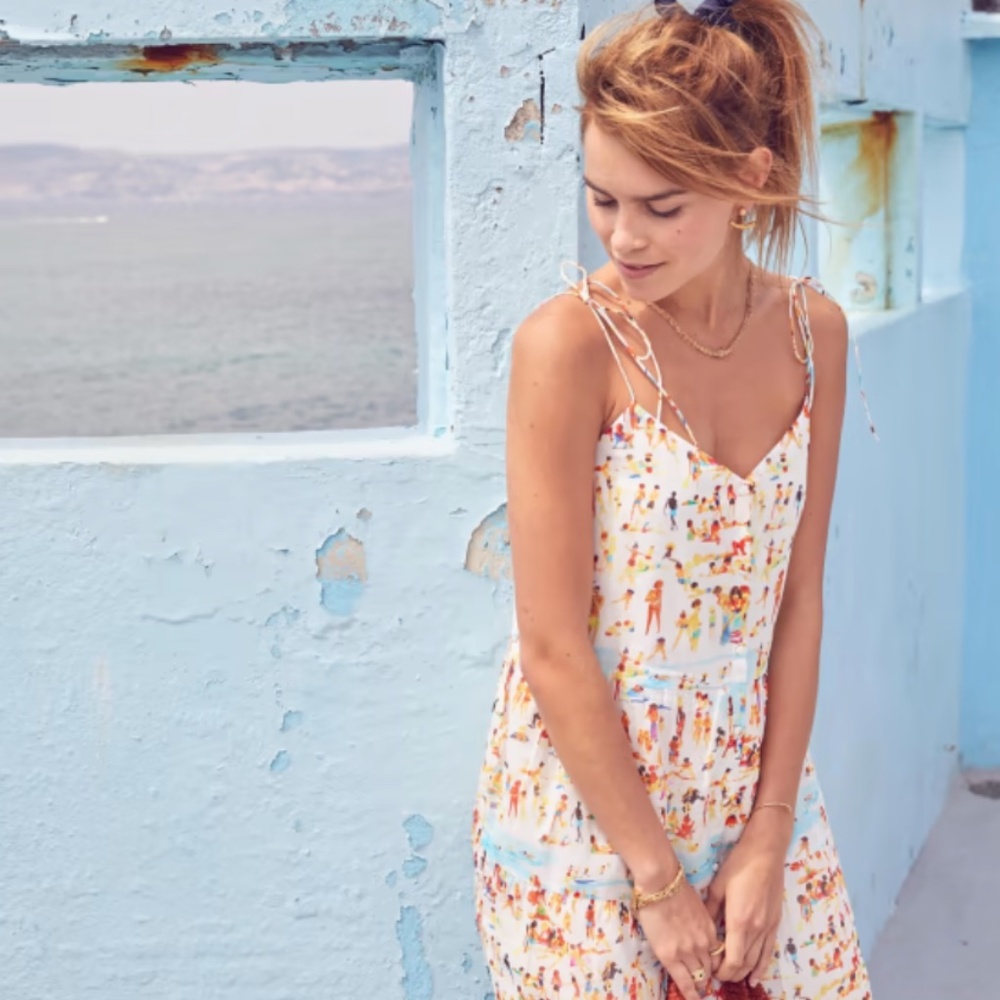 Sézane X G.Kero robe Felice Multicolor Beach Print Mini Dress